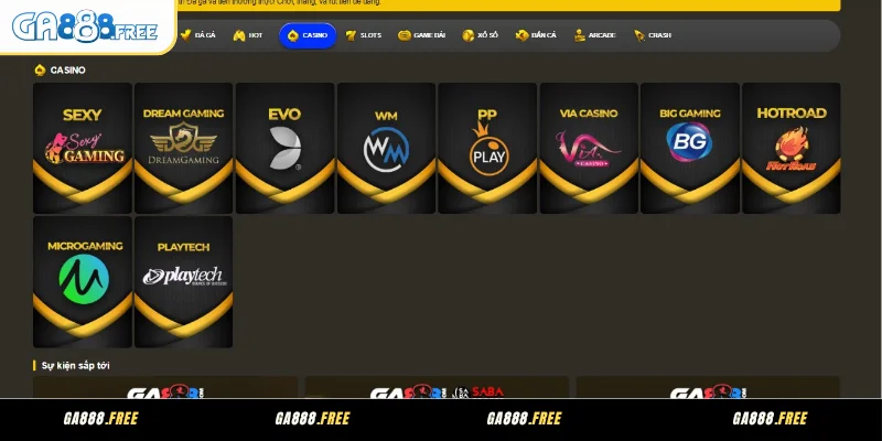 Những sảnh game Casino GA888 hấp dẫn, thú vị
